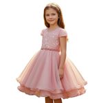 Vestido Infantil Juvenil Nude Daminha Casamento Batizado Bordado 