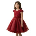 Vestido Infantil Bordo Daminha Casamento Batizado Bordado 