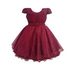 Vestido Infantil Bordo Daminha Casamento Batizado Bordado 