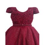 Vestido Infantil Bordo Daminha Casamento Batizado Bordado 