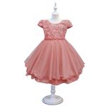 Vestido Infantil Juvenil Nude Daminha Casamento Batizado Bordado 