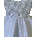 Vestido De Bebê Batizado Menina Branco Com Faixa Cabelo 