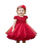 Vestido De Bebê Batizado Menina Vermelho Com Faixa Cabelo 