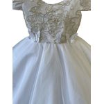 Vestido De Bebê Batizado Menina Champanhe Com Faixa Cabelo