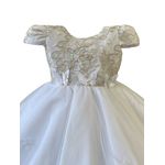 Vestido De Bebê Batizado Menina Champanhe Com Faixa Cabelo