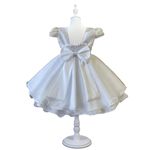Vestido De Bebê Batizado Menina Champanhe Com Faixa Cabelo