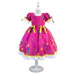 Vestido Infantil Festa Junina Rosa Quadrilha São João Flores Bandeirinhas