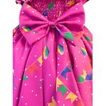Vestido Infantil Festa Junina Rosa Quadrilha São João Flores Bandeirinhas