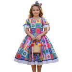 Vestido Infantil Juvenil Festa Junina Florido Quadrilha São João Flores Bandeirinhas 