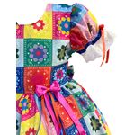 Vestido Infantil Juvenil Festa Junina Florido Quadrilha São João Flores Bandeirinhas 