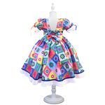 Vestido Infantil Juvenil Festa Junina Florido Quadrilha São João Flores Bandeirinhas 