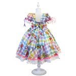 Vestido Infantil Juvenil Festa Junina Lilás Quadrilha São João Flores Bandeirinhas 