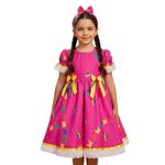 Vestido Infantil Festa Junina Rosa Quadrilha São João Flores Bandeirinhas
