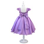 Vestido Juvenil Lilás Com Aplicações De Flores Elegante 