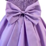 Vestido Juvenil Lilás Com Aplicações De Flores Elegante 