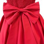 Vestido Juvenil Vermelho Com Aplicações De Flores Elegante 