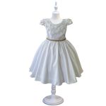 Vestido Juvenil Branco Com Aplicações De Flores Elegante 