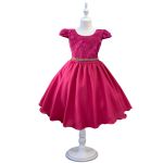 Vestido Juvenil Pink Com Aplicações De Flores Elegante 