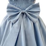 Vestido Juvenil Azul Bebe Com Aplicações De Flores Elegante 