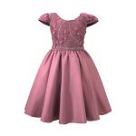 Vestido Juvenil Rose Com Aplicações De Flores Elegante 