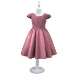 Vestido Juvenil Rose Com Aplicações De Flores Elegante 