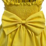 Vestido Juvenil Amarelo Com Aplicações De Flores Elegante 