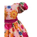 Vestido Infantil Flora Rosa Estampado Flores Passarinho Primavera 