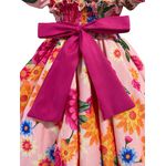 Vestido Infantil Flora Rosa Estampado Flores Passarinho Primavera 