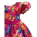 Vestido Infantil Flora Pink Estampado Flores Passarinho Primavera 