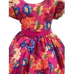 Vestido Infantil Flora Pink Estampado Flores Passarinho Primavera 