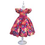 Vestido Infantil Flora Pink Estampado Flores Passarinho Primavera 