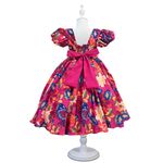 Vestido Infantil Flora Pink Estampado Flores Passarinho Primavera 