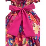 Vestido Infantil Flora Pink Estampado Flores Passarinho Primavera 