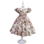 Vestido Infantil Flora Rose Estampado Flores Passarinho Primavera 