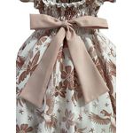 Vestido Infantil Flora Rose Estampado Flores Passarinho Primavera 