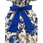 Vestido Infantil Flora Azul Estampado Flores Passarinho Primavera