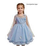 Vestido Frozen Infantil Princesa Capa Removível
