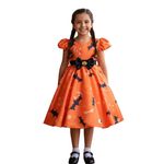 Vestido Infantil Juvenil Laranja Fantasia Halloween Festa Temática
