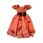 Vestido Infantil Juvenil Laranja Fantasia Halloween Festa Temática