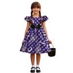 Vestido Infantil Juvenil Roxo Fantasia Halloween Festa Temática 