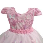 Vestido De Festa Rosa Luxo Jardim Encantado Borboletas 