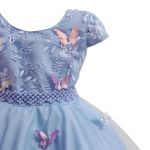 Vestido De Festa Azul Luxo Jardim Encantado Borboletas 