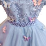 Vestido De Festa Azul Luxo Jardim Encantado Borboletas 