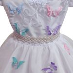 Vestido De Festa Branco Luxo Jardim Encantado Borboletas 