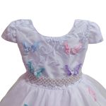 Vestido De Festa Branco Luxo Jardim Encantado Borboletas 