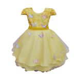 Vestido De Festa Amarelo Luxo Jardim Encantado Borboletas 