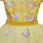 Vestido De Festa Amarelo Luxo Jardim Encantado Borboletas 