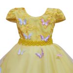 Vestido De Festa Amarelo Luxo Jardim Encantado Borboletas 