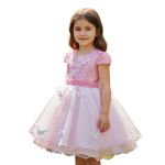 Vestido De Festa Rosa Luxo Jardim Encantado Borboletas 