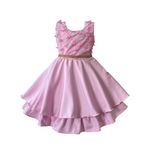 Vestido Infantil Rosa Curto Elegante Com Aplique Flores + Tiara 